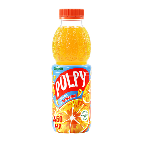 Напиток сокосодержащий Pulpy апельсин 0.45 л пэт (Мултон)