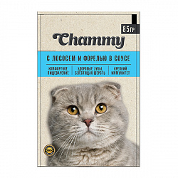 Корм для кошек Chammy с лососем и форелью в соусе 85гр пауч (Форсаж)
