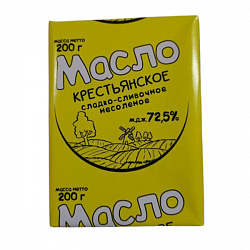 Масло сладко-сливочное Крестьянское ООО Рига 72.5% 200 г