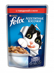 Корм для кошек Felix Аппетитные кусочки желе говядина 75гр (Нестле корма)