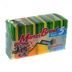 Губки для посуды Market Brand макси 5 штук (Русалочка)