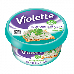 Сыр творожный Карат Виолетта 70% с зеленью 140 г стакан