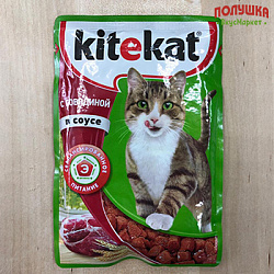 Корм для кошек Kitekat говядина 85гр пауч (Марс-корма)